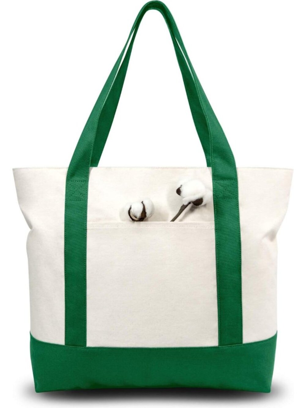 1-Pack Canvas Tote Bag with an External Pocket, Reusable Grocery Shopping Bag, T